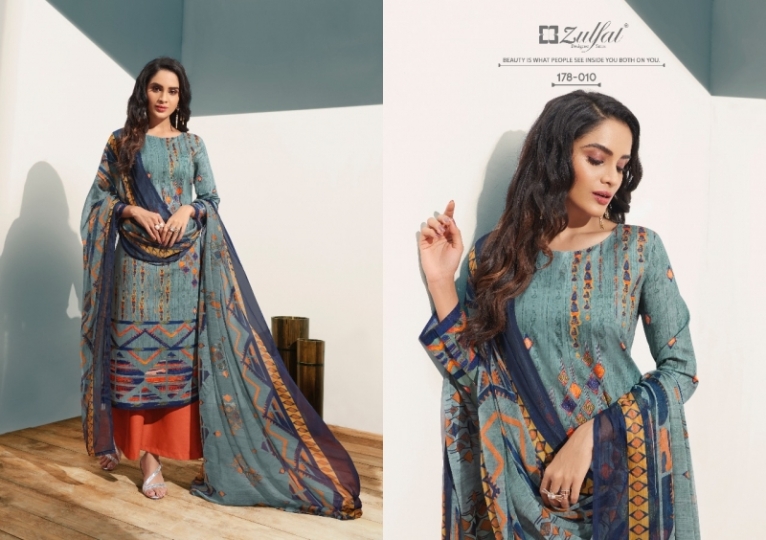 ZULFAT DESIGNER SUITS SUMMER FIESTA PURE COTTON DIGITAL PRINT DRESS MATERIAL WHOLESALE  (9)